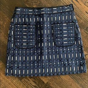 LOFT Mini Skirt - blue silver metallic thread
